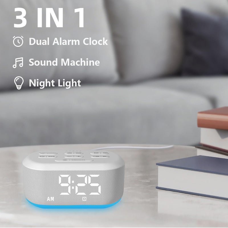LazyNight Small Digital Alarm Clock for Bedrooms Sound Machine with 30 Soothing Sound Plug in Bedside Clock with Night Light Noise Machine Battery Backup 15 Wake up Sound Clock for Teen Kid Heavy Sleeper Snooze - Image 2